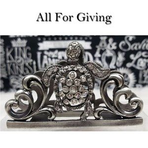 Sea Turtle Business Card Holder Czech Stones NWT